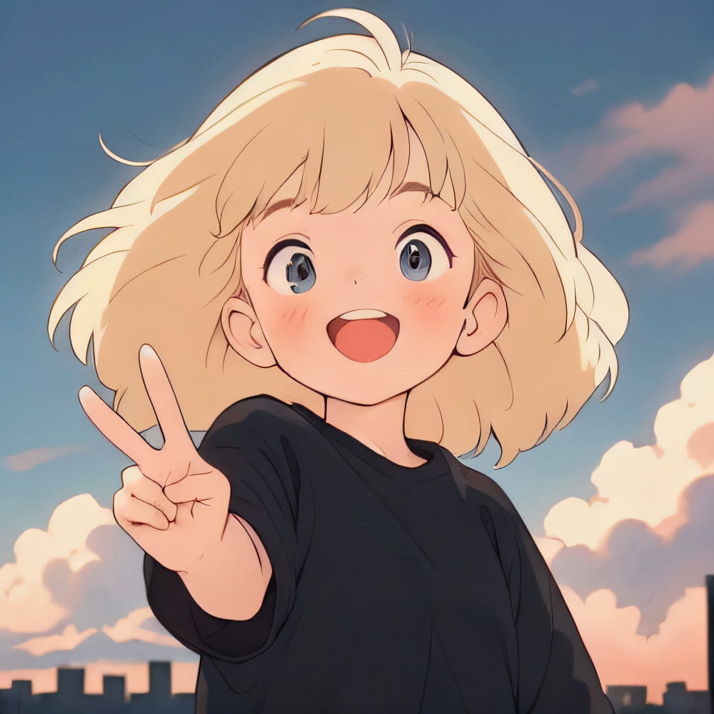 比耶的小女孩头像图片Ai图，一个卡通女孩比耶的图片_4