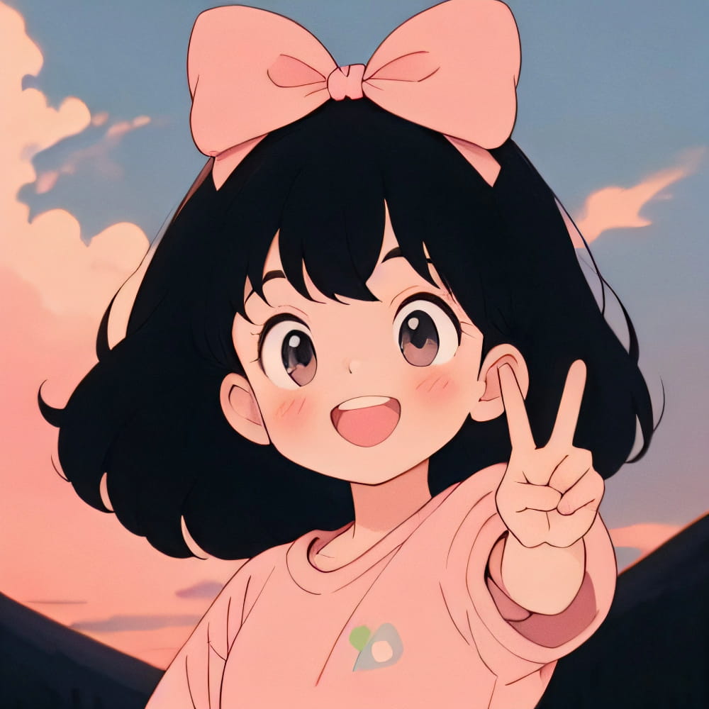 比耶的小女孩头像图片Ai图，一个卡通女孩比耶的图片_7