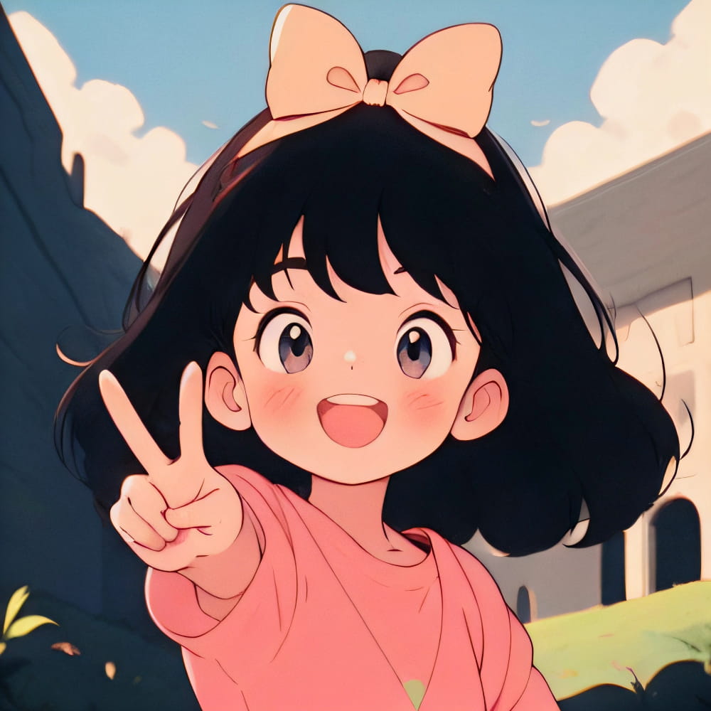 比耶的小女孩头像图片Ai图，一个卡通女孩比耶的图片_9