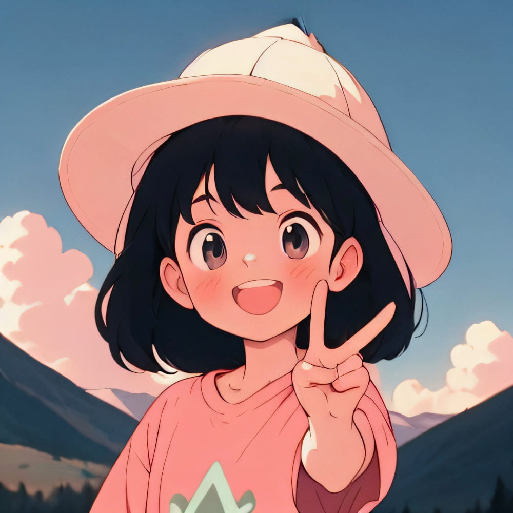 比耶的小女孩头像图片Ai图，一个卡通女孩比耶的图片_12