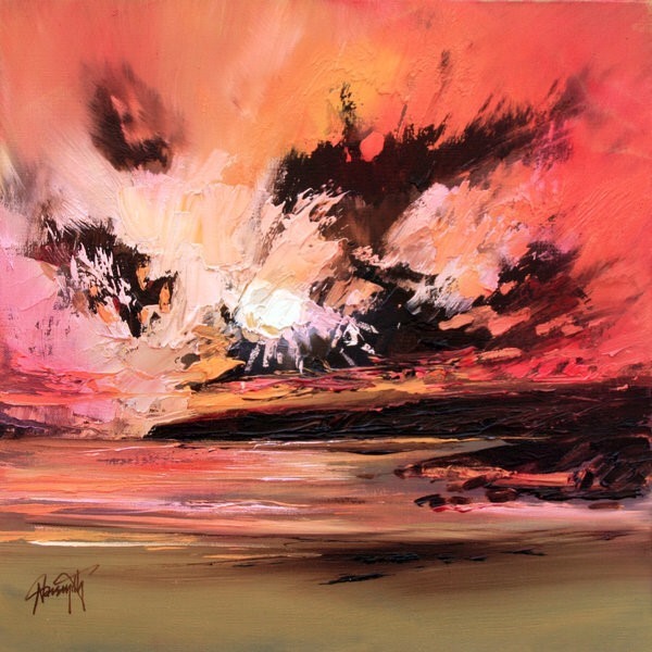 夕阳云彩油画头像图片，适合做微信头像的油画_1