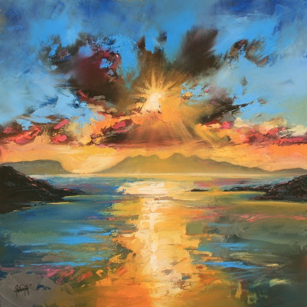 夕阳云彩油画头像图片，适合做微信头像的油画_3