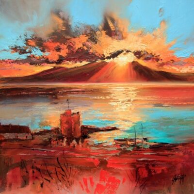 夕阳云彩油画头像图片，适合做微信头像的油画