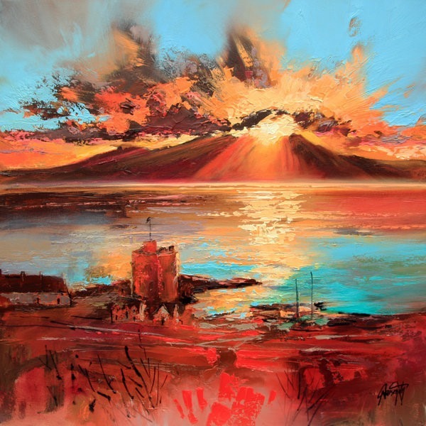 夕阳云彩油画头像图片，适合做微信头像的油画_4