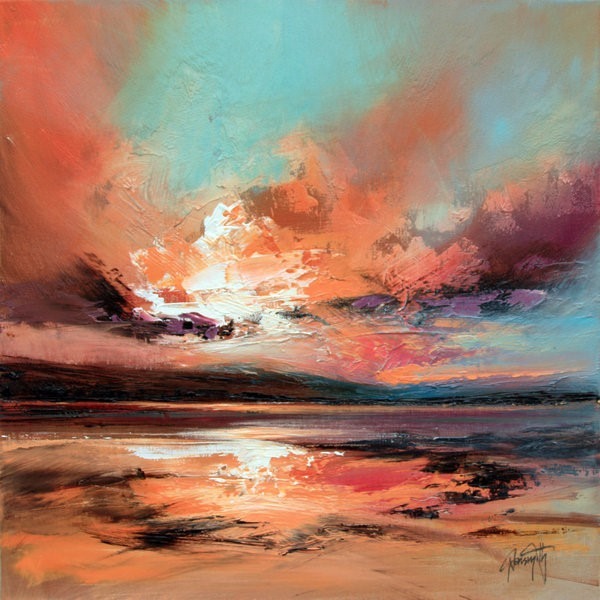 夕阳云彩油画头像图片，适合做微信头像的油画_5