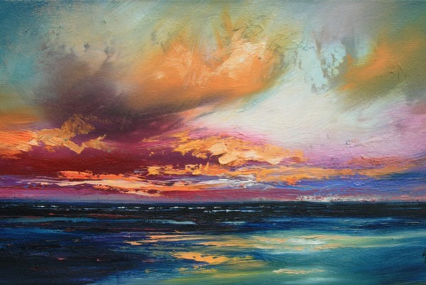 夕阳云彩油画头像图片，适合做微信头像的油画_6