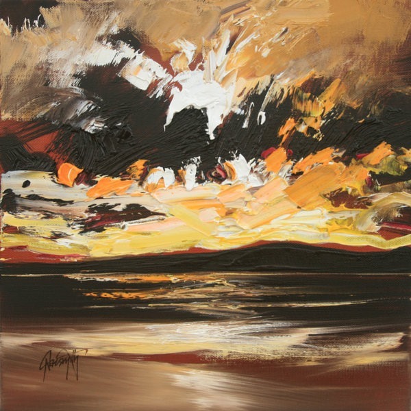 夕阳云彩油画头像图片，适合做微信头像的油画_7