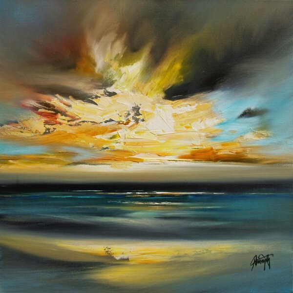 夕阳云彩油画头像图片，适合做微信头像的油画_8