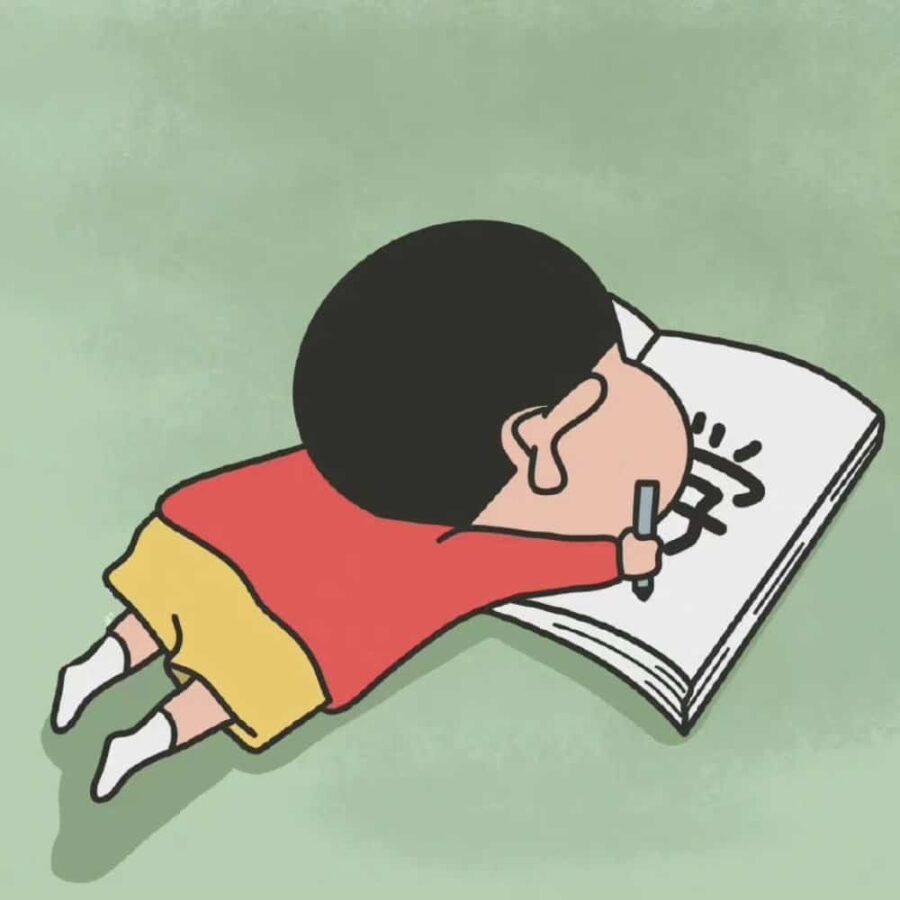 爱学习的蜡笔小新看书卡通微信头像 看书写字的蜡笔小新_1