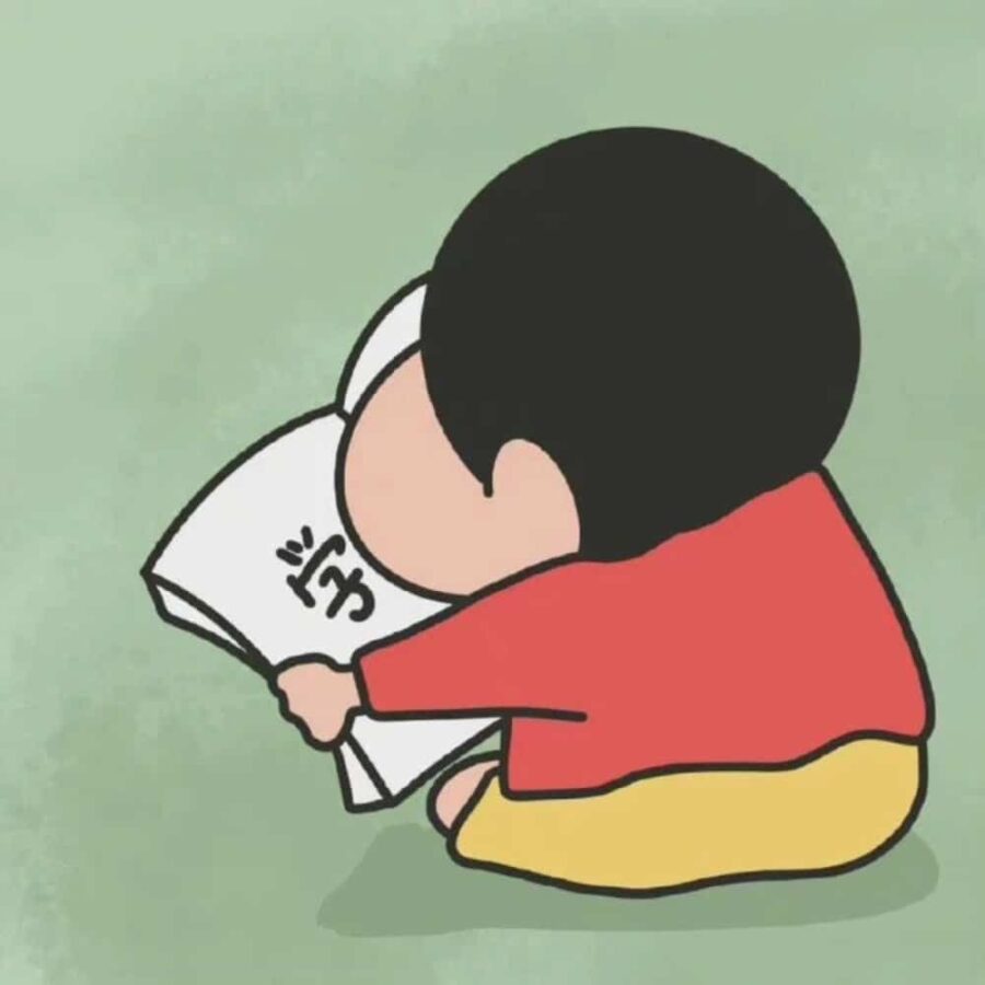 爱学习的蜡笔小新看书卡通微信头像 看书写字的蜡笔小新_4