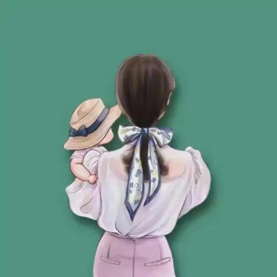 妈妈和一个女儿卡通漫画版微信头像 优质唯美亲子母女头像图