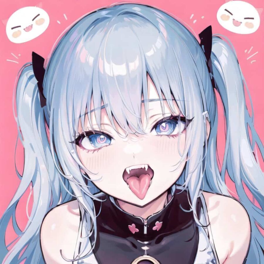可爱女生一边吐舌头一边看你AI绘图女生动漫头像 小恶魔精灵耳女孩头像_2