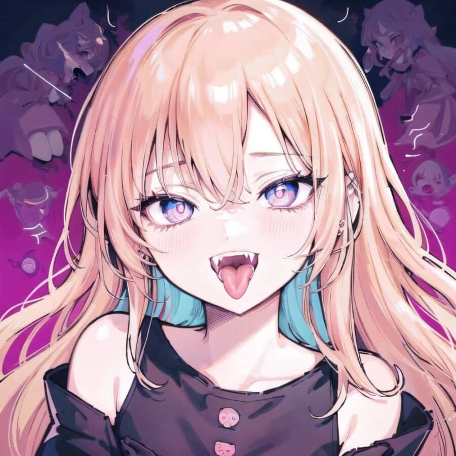 可爱女生一边吐舌头一边看你AI绘图女生动漫头像 小恶魔精灵耳女孩头像_3