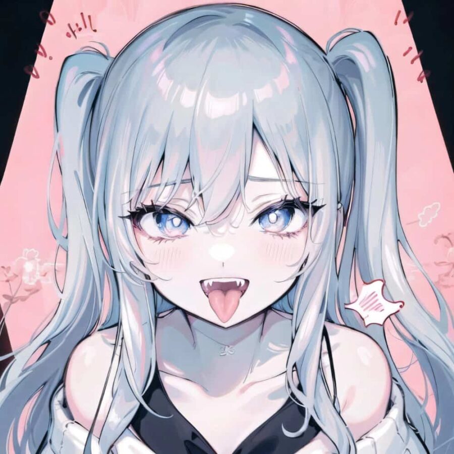 可爱女生一边吐舌头一边看你AI绘图女生动漫头像 小恶魔精灵耳女孩头像_6