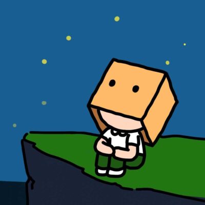 孤独纸箱人星空下动物男孩头顶小方盒子微信头像 治愈孤独患者卡通头像图