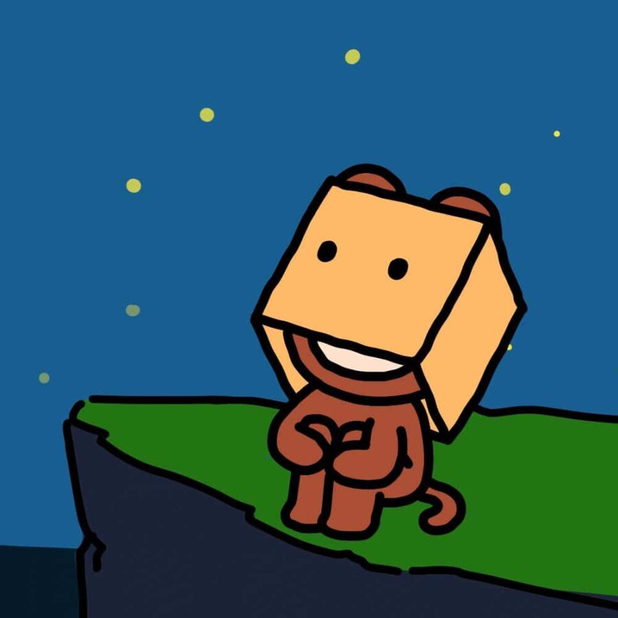 孤独纸箱人星空下动物男孩头顶小方盒子微信头像 治愈孤独患者卡通头像图_5