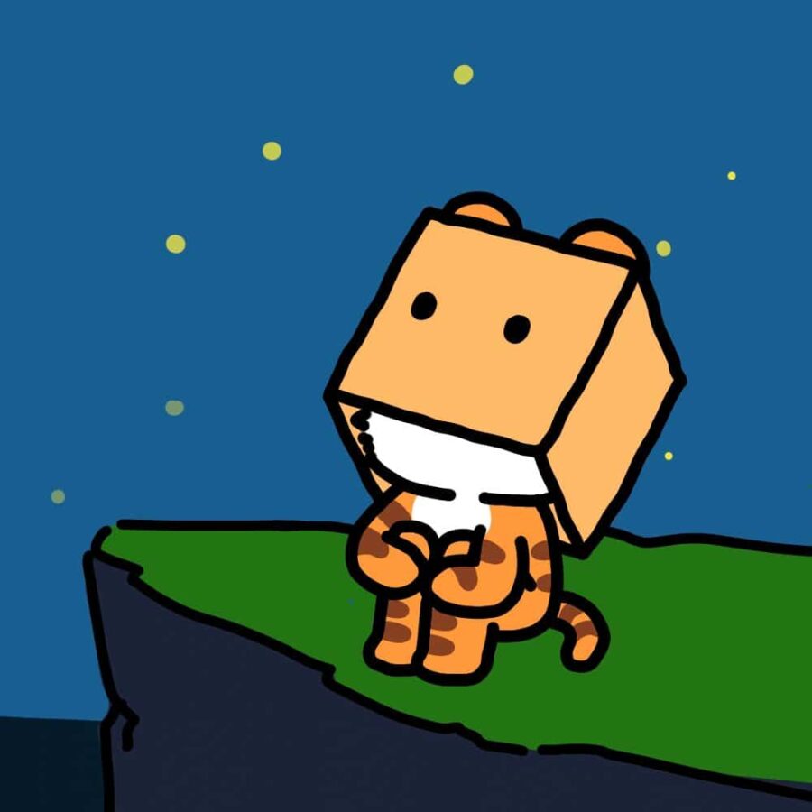 孤独纸箱人星空下动物男孩头顶小方盒子微信头像 治愈孤独患者卡通头像图_6