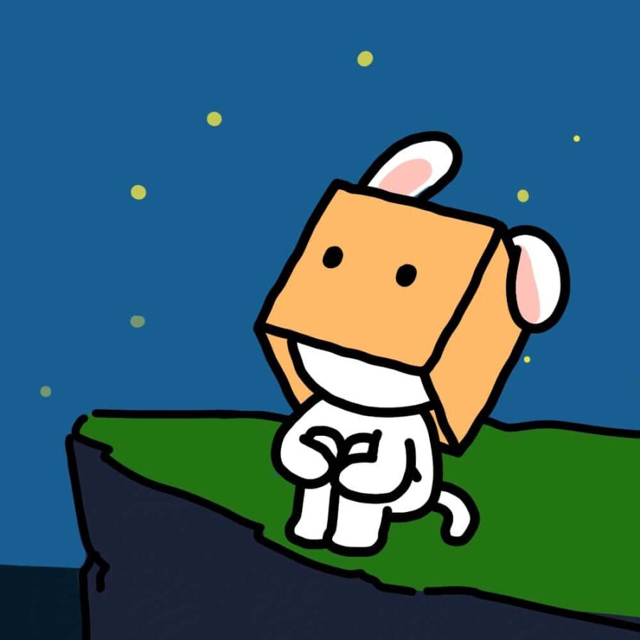 孤独纸箱人星空下动物男孩头顶小方盒子微信头像 治愈孤独患者卡通头像图_7