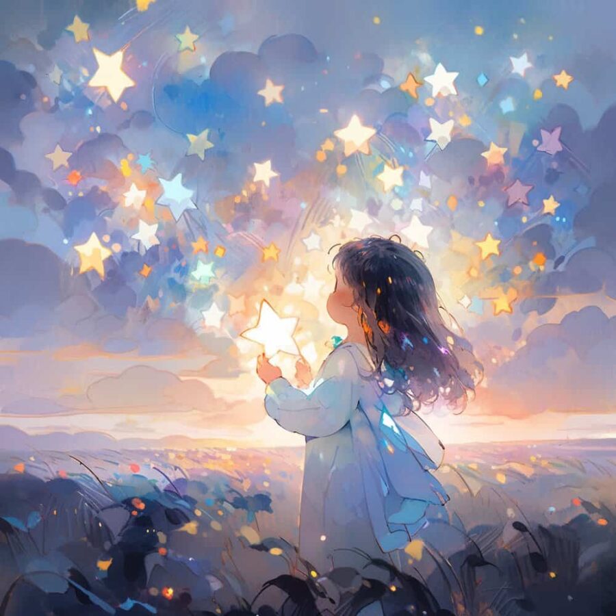 治愈系唯美星空下的小女孩微信头像 不容易撞又非常甜的AI女生头像_2
