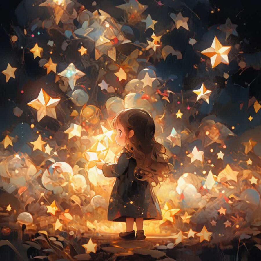 治愈系唯美星空下的小女孩微信头像 不容易撞又非常甜的AI女生头像_3
