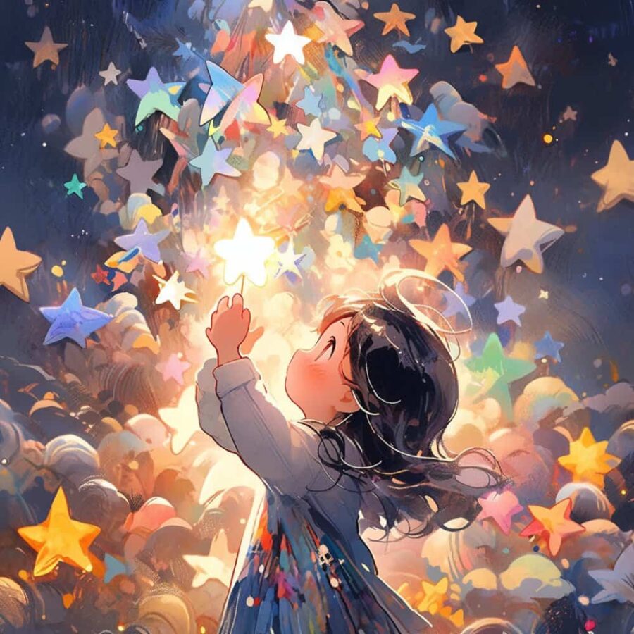 治愈系唯美星空下的小女孩微信头像 不容易撞又非常甜的AI女生头像_7