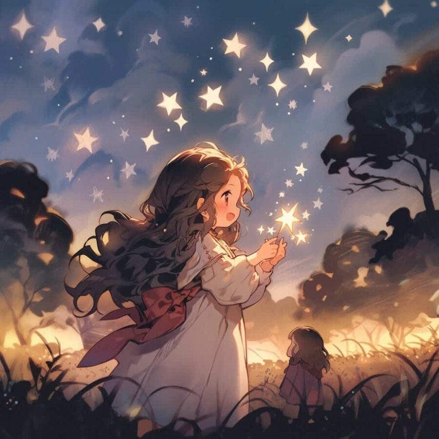 治愈系唯美星空下的小女孩微信头像 不容易撞又非常甜的AI女生头像_9