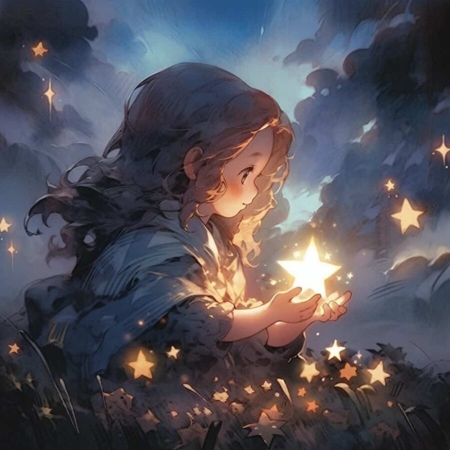 治愈系唯美星空下的小女孩微信头像 不容易撞又非常甜的AI女生头像_11