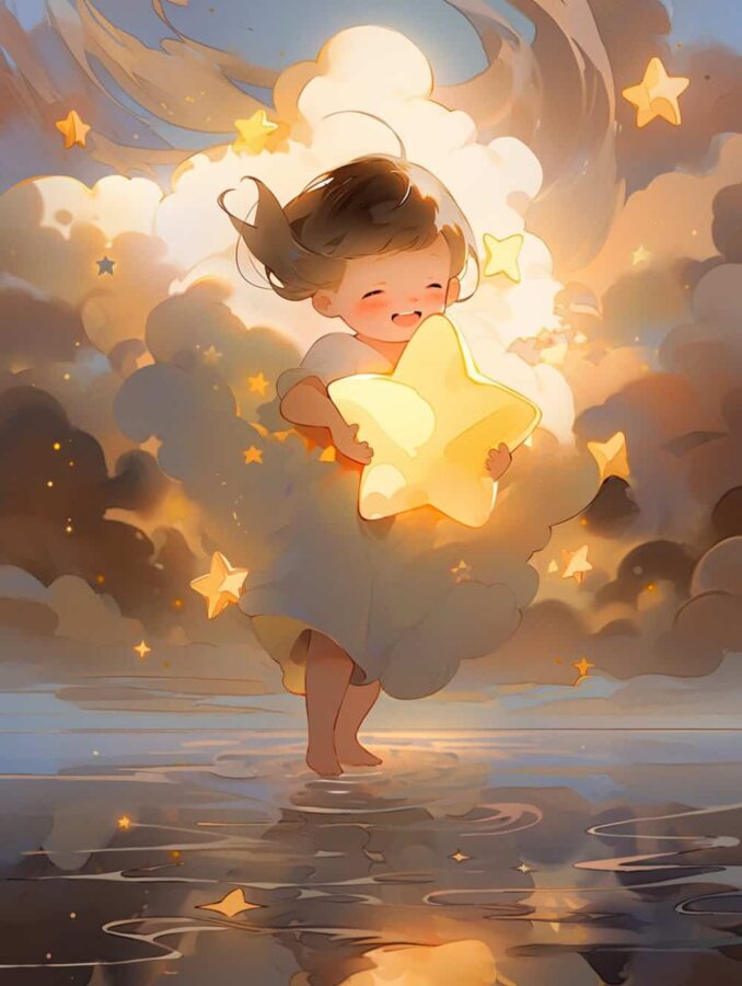 治愈系唯美星空下的小女孩微信头像 不容易撞又非常甜的AI女生头像_13