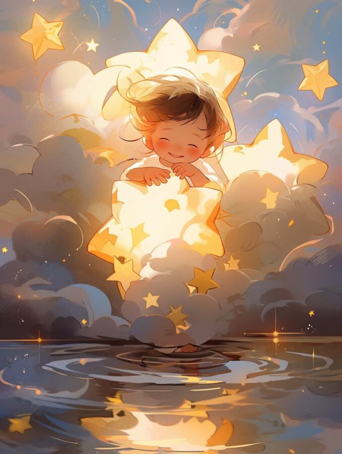治愈系唯美星空下的小女孩微信头像 不容易撞又非常甜的AI女生头像_15