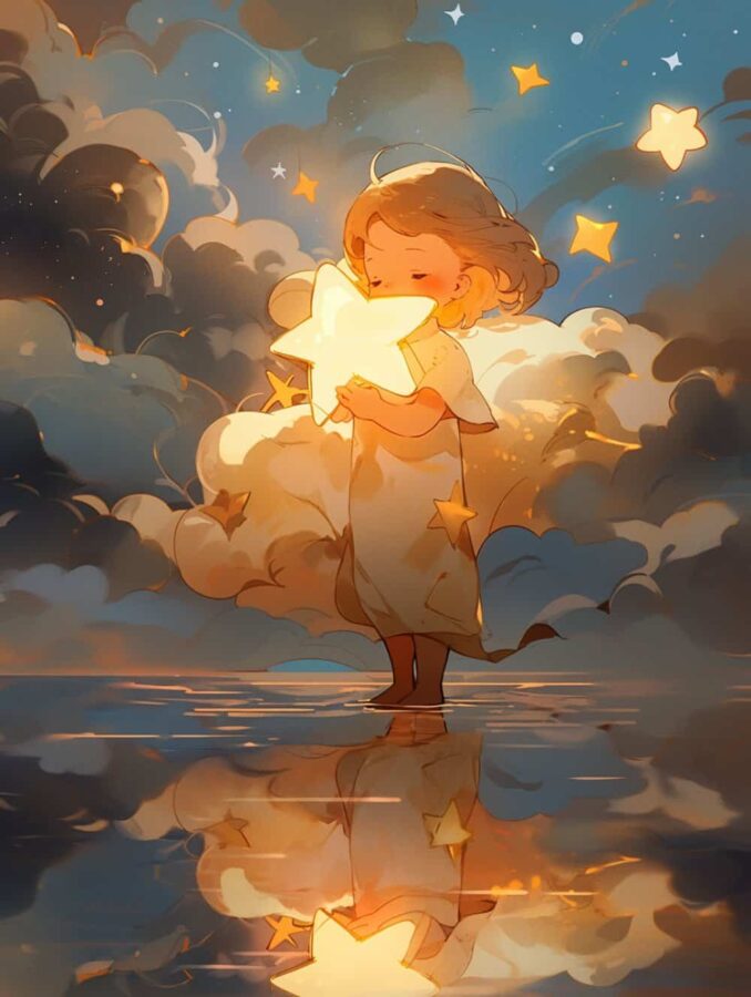 治愈系唯美星空下的小女孩微信头像 不容易撞又非常甜的AI女生头像_18
