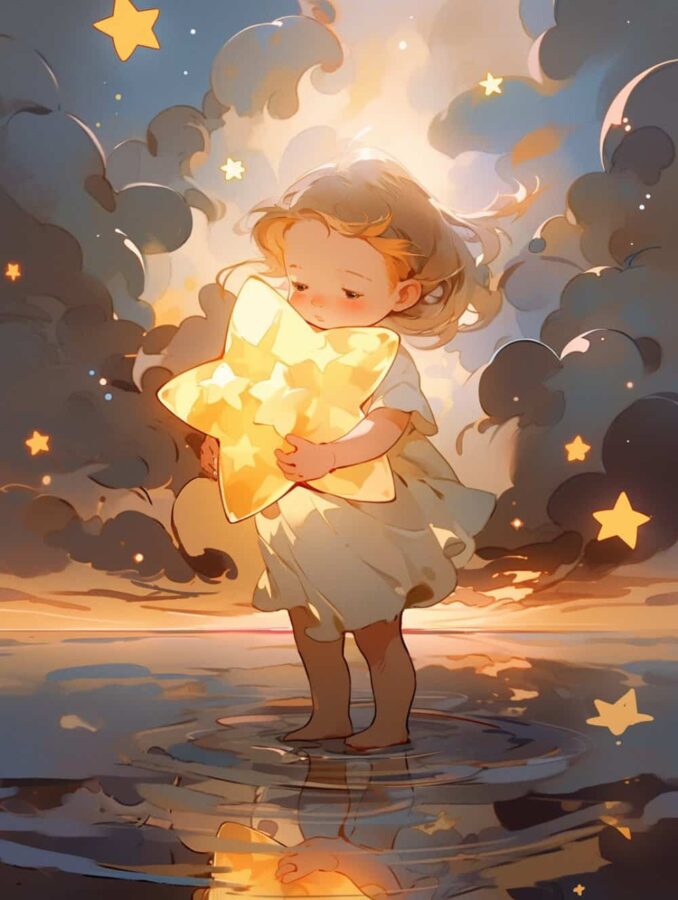 治愈系唯美星空下的小女孩微信头像 不容易撞又非常甜的AI女生头像_21