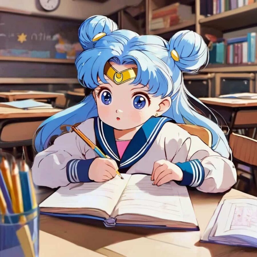 我爱学习学习使我快乐动漫闺蜜头像 美少女战士小仙女AI绘画Q版头像图_1