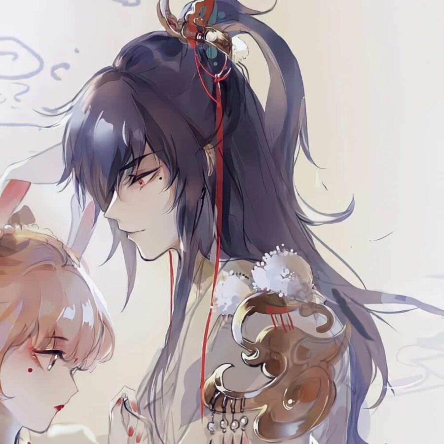 王者荣耀李信阿离CP情侣头像 漫画禁欲李信公孙离一左一右情头_18