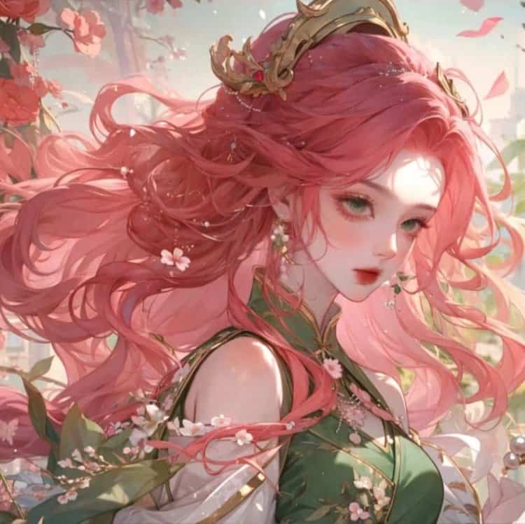 王者荣耀海月新皮肤—浮梦罗烟微信头像高清图 海月绿色旗袍动漫头像_7