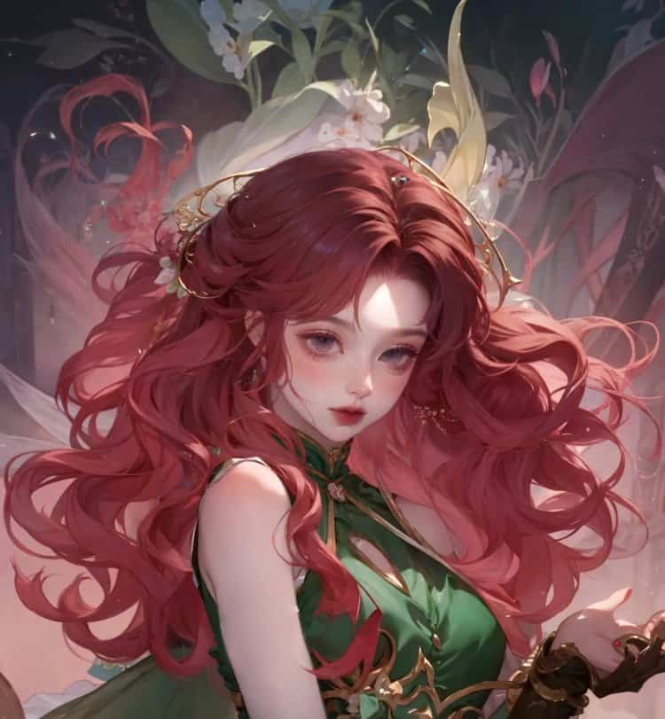 王者荣耀海月新皮肤—浮梦罗烟微信头像高清图 海月绿色旗袍动漫头像_12