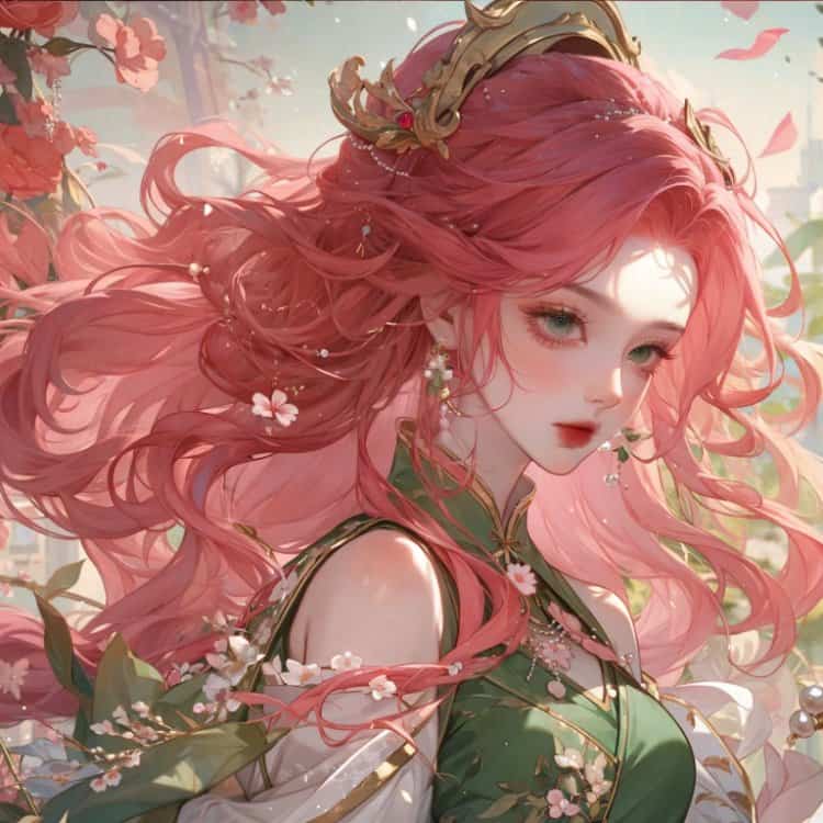 王者荣耀海月新皮肤—浮梦罗烟微信头像高清图 海月绿色旗袍动漫头像_19