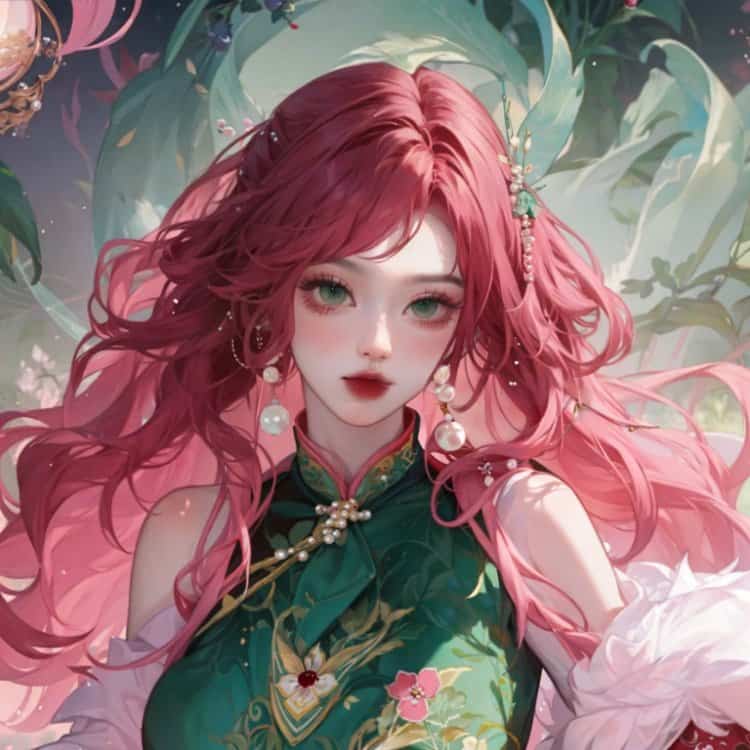 王者荣耀海月新皮肤—浮梦罗烟微信头像高清图 海月绿色旗袍动漫头像_20
