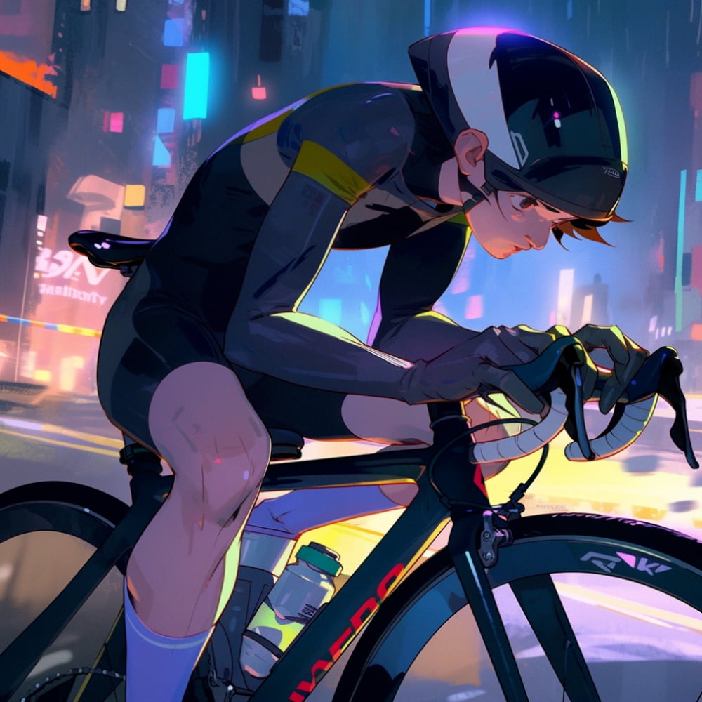公路车骑行男生头像AI绘画_5