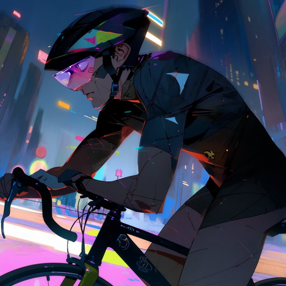 公路车骑行男生头像AI绘画_10