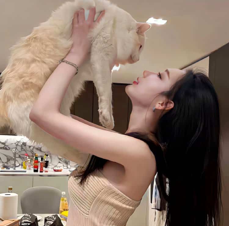 甜美女孩抱宠物猫狗有爱女生头像 真人女生抱宠物头像高清_6