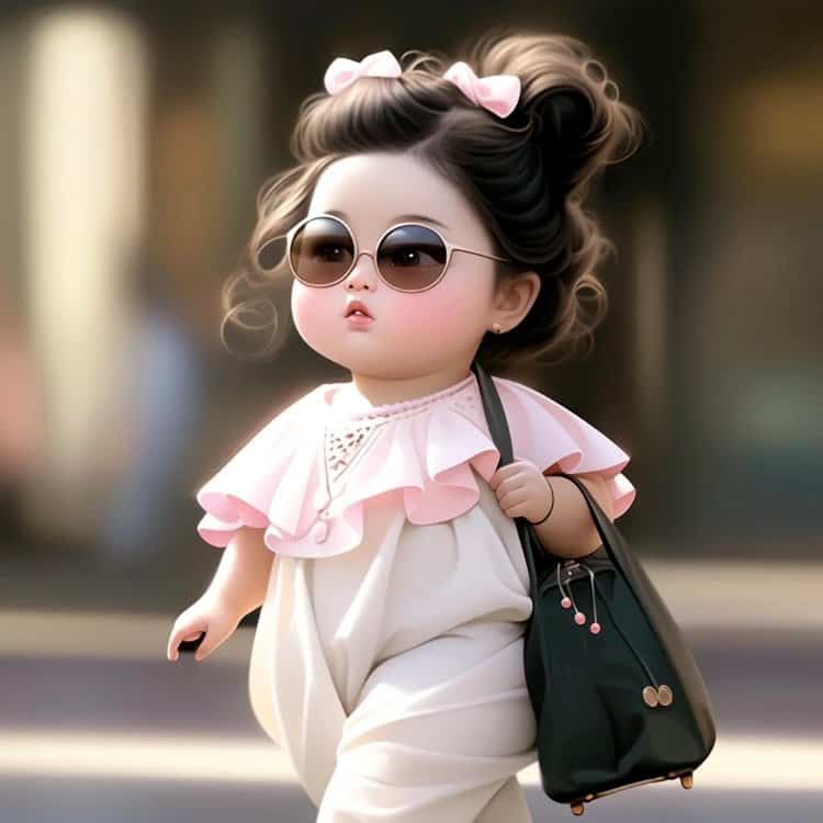 超火小胖妞富婆拎包走路带风可爱头像 AI绘画网红戴墨镜时尚胖妞拎包微信头像图_11