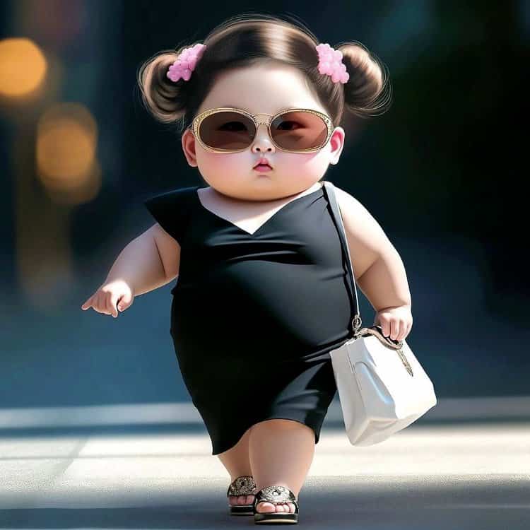 超火小胖妞富婆拎包走路带风可爱头像 AI绘画网红戴墨镜时尚胖妞拎包微信头像图_10