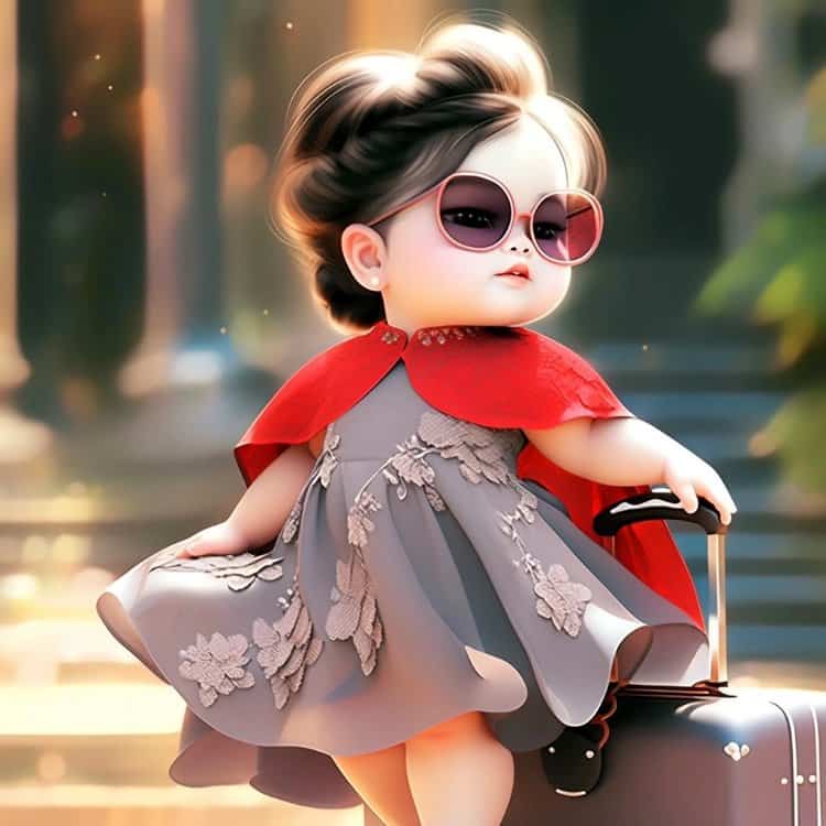 超火小胖妞富婆拎包走路带风可爱头像 AI绘画网红戴墨镜时尚胖妞拎包微信头像图_1