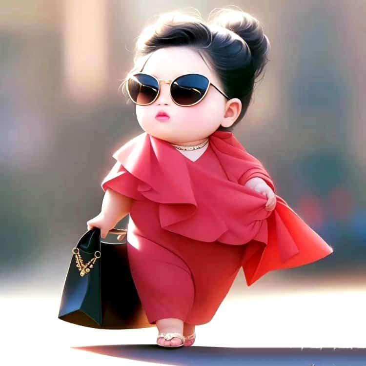超火小胖妞富婆拎包走路带风可爱头像 AI绘画网红戴墨镜时尚胖妞拎包微信头像图_18