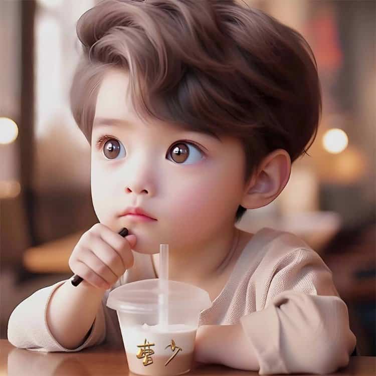喝奶茶的男孩女孩情侣头像 AI绘画喝饮料一男一女可爱男女情头_10