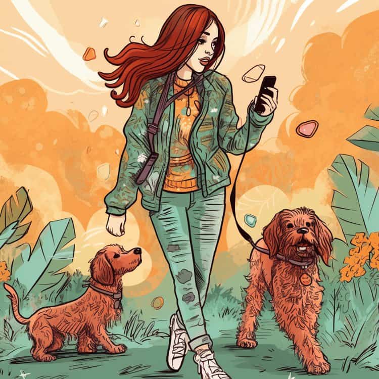 女孩遛狗戴狗链子的动漫女生头像图片 有爱活泼阳光乐观的微信女头_7