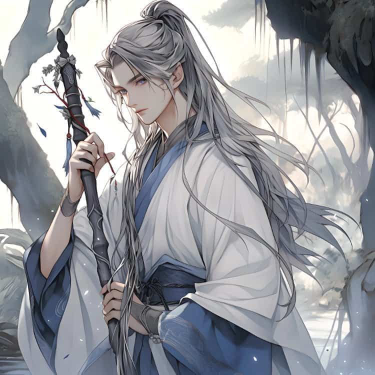 一剑镇山河古风长发男生头像 一人一剑仗剑天涯武打侠客风AI男头_1