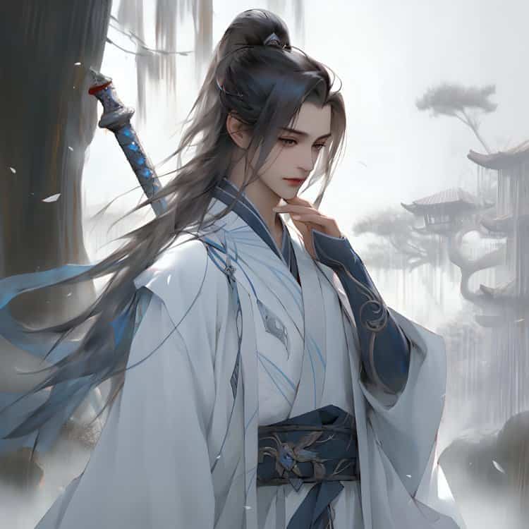 一剑镇山河古风长发男生头像 一人一剑仗剑天涯武打侠客风AI男头_2