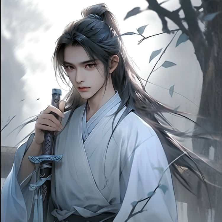 一剑镇山河古风长发男生头像 一人一剑仗剑天涯武打侠客风AI男头_3
