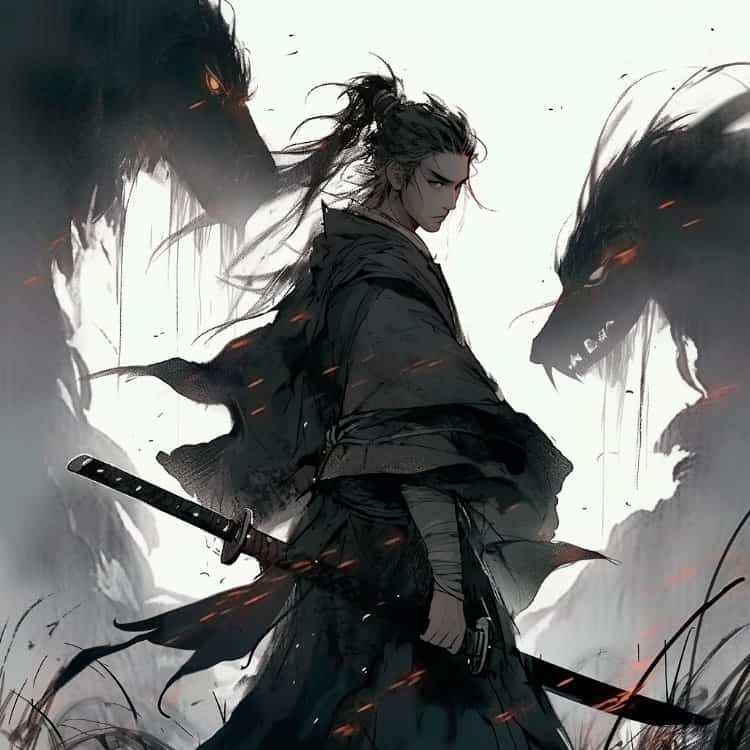 一剑镇山河古风长发男生头像 一人一剑仗剑天涯武打侠客风AI男头_7